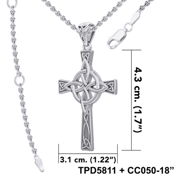 Celtic Cross with Four Point Knot Silver Pendant TPD5811 - Jewelry
